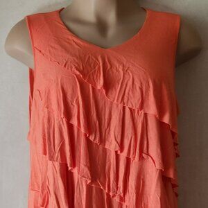 Leebe tank top sz 2X orange ruffles EUC